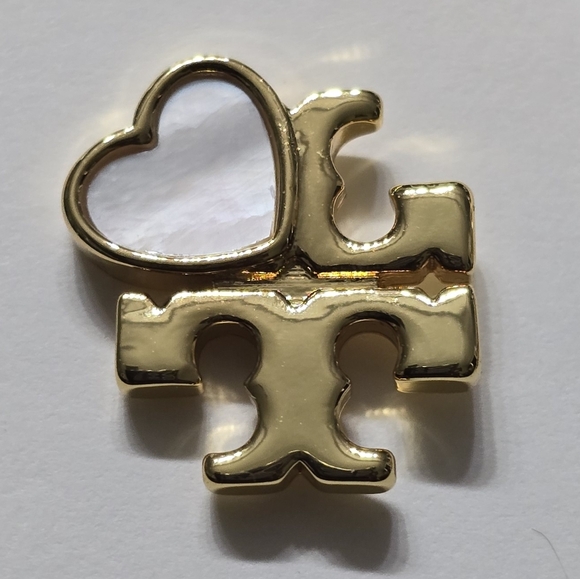 Tory Burch Gold Studs With Mother Of Pearl Hearts - Picture 4 of 5